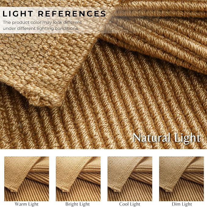 THE BEER VALLEY Woven Kitchen Runner Rug 2x6 Feet - Tan | Non Slip Outdoor Long Entry Door Runners for Hallways, Washable Indoor Bathroom Low Profile Rustic Rugs