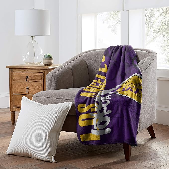NORTHWEST NBA Los Angeles Lakers Fleece Throw Blanket, 50 x 60 Inches, Hard Knocks Design, Soft and Comfortable Fan Blanket,(Pack of 8)