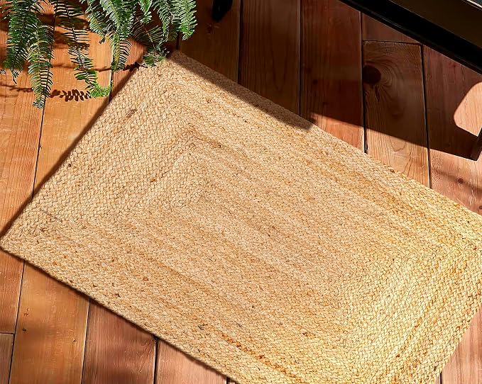 Savi Home Natural Jute Rug 3x5 Ft – Handwoven Braided Area Rug for Kitchen, Living Room & Bedroom – Eco-Friendly, Durable, Washable Woven Floor Mat – 36x60 Inch Rustic Farmhouse Décor