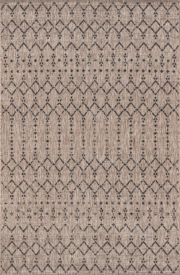 JONATHAN Y Moroccan Geometric Indoor Outdoor Area Rug 4X6 Natural/Black, Ourika Textured Weave for Backyard, Patio, Porch, Easy-Cleaning, High Traffic, Pet-Friendly, Non-Shedding (SMB108D-4)