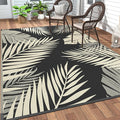 GENIMO Outdoor Rug 5' x 8' Waterproof for Patios Clearance, Reversible Outdoor Plastic Straw Camping Rug Carpet, Large Area Rugs Mats for RV, Picnic, Backyard, Deck, Balcony, Porch, Beach, Black&Beige | Outside Larger Leaf Carpet Mat for Porch Decor, D...