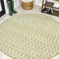 JONATHAN Y Moroccan Geometric Indoor Outdoor Round Area Rug 5 Ft Light Green/Cream, Ourika Textured Weave for Backyard, Patio, Porch, Easy-Cleaning, Pet-Friendly, Non-Shedding (SMB108N-5R)