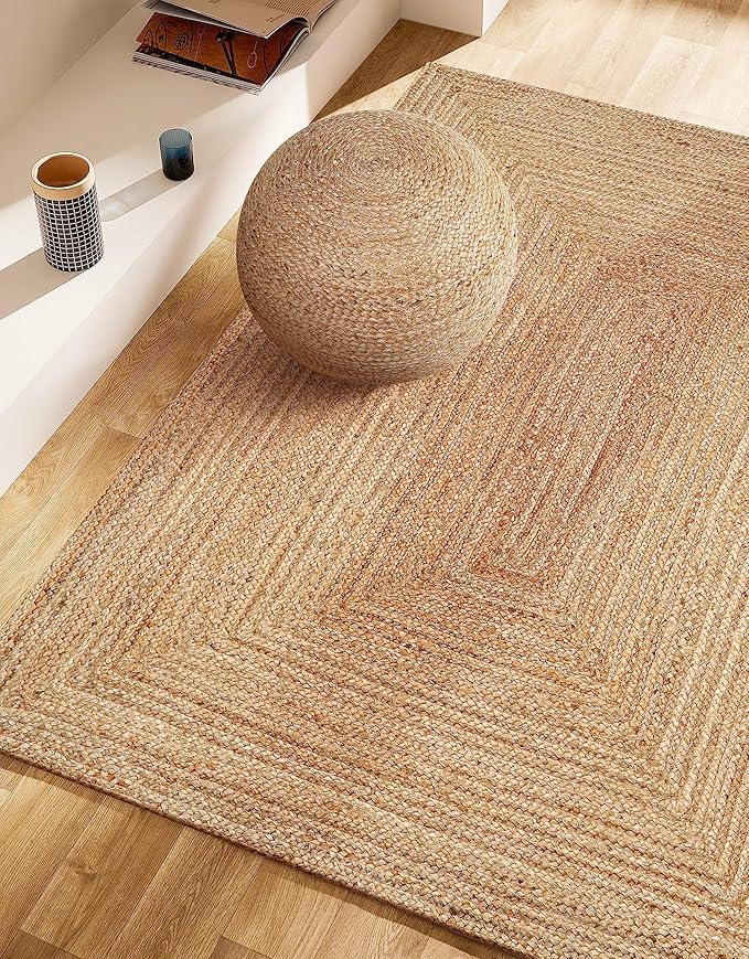 Savi Home Natural Jute Rug 3x5 Ft – Handwoven Braided Area Rug for Kitchen, Living Room & Bedroom – Eco-Friendly, Durable, Washable Woven Floor Mat – 36x60 Inch Rustic Farmhouse Décor
