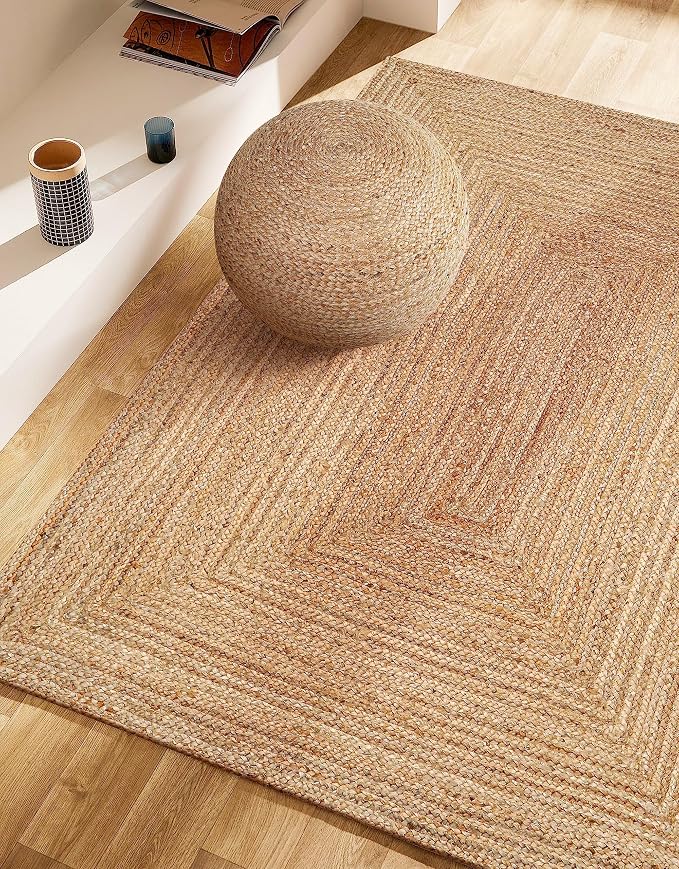 Savi Home Natural Jute Area Rug 4x6 FT – Handwoven Braided Farmhouse Rug, 72x48 Inch Handloom Entryway Rug, Rustic Doormat for Kitchen, Living Room, Pets & Indoor Decor
