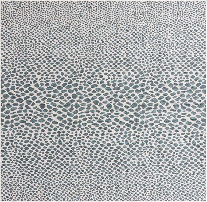 Unique Loom Jill Zarin Outdoor Collection Area Rug - Cape Town (10' 8" Square, Teal/ Ivory)