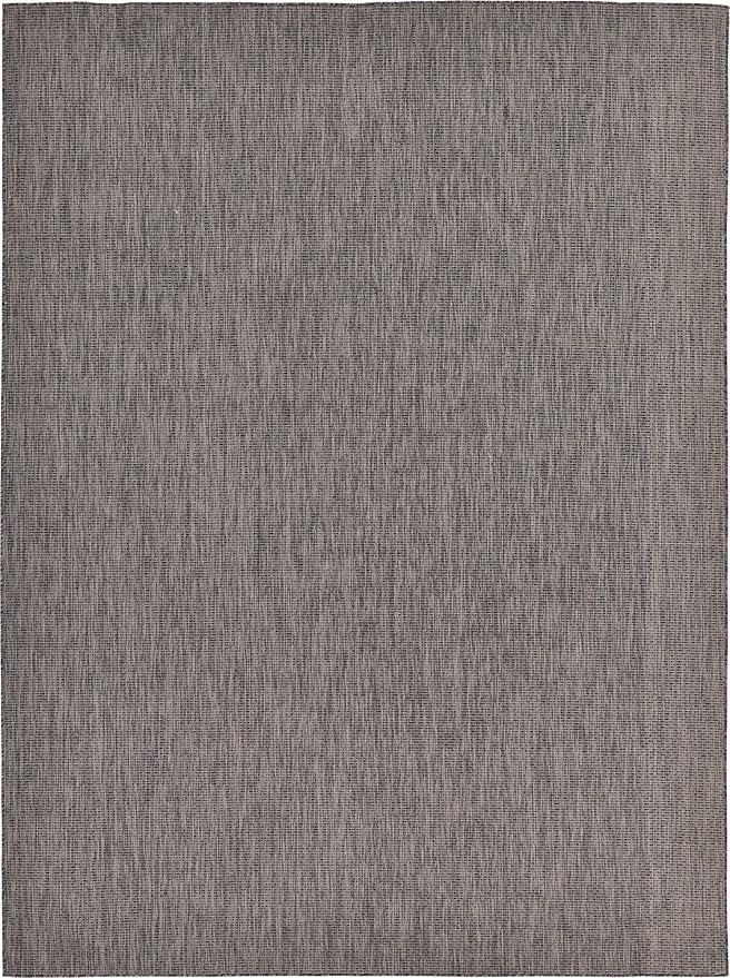 Unique Loom Collection Casual Transitional Solid Heathered Indoor/Outdoor Flatweave Area Rug (9' x 12' Rectangle, Black/Ivory)