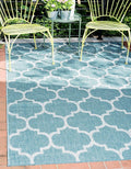 Unique Loom Outdoor Trellis Collection Area Rug (4' 1" x 6' 1" Rectangle, Aquamarine/ Gray)