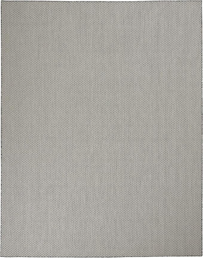Nourison Home Courtyard Ivory Charcoal 8' x 10' Area Rug - Easy Clean, Non Shedding, Bed Room, Living Room, Dining Room, Kitchen (8' x 10')