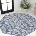 JONATHAN Y Palm Frond Indoor Outdoor Octagon Area Rug 5 Ft Navy/Ivory, Nevis for Backyard, Patio, Porch, Easy-Cleaning, High Traffic, Pet-Friendly, Non-Shedding (SMB119B-5TGN)