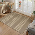PureCozy Striped Easy Jute Rug 2x3 Khaki Entryway Carpet Washable Non Slip Door Mat Farmhouse Neutral Non Shedding Entry Small Indoor Outdoor Rug for Kitchen Bedroom Mudroom Bathroom