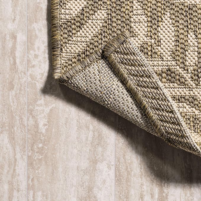 JONATHAN Y Palm Frond Indoor Outdoor Square Area Rug 5X5 Brown/Beige, Nevis for Backyard, Patio, Porch, Easy-Cleaning, High Traffic, Pet-Friendly, Non-Shedding (SMB119A-5SQ)