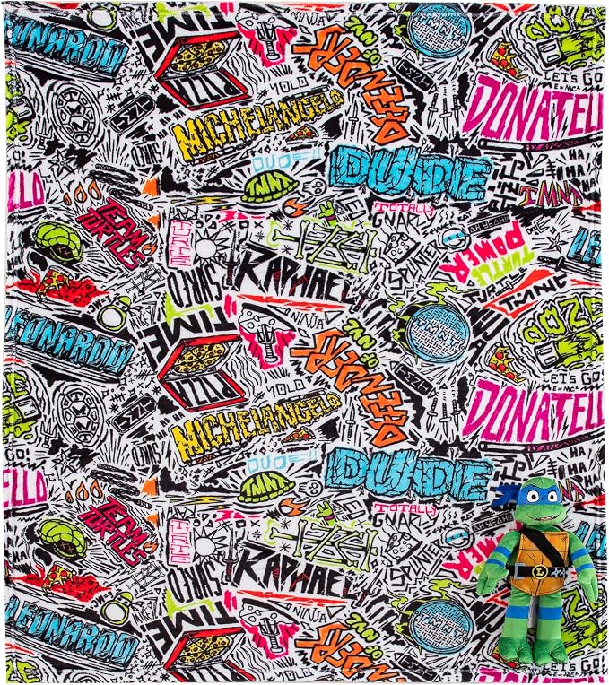 Northwest Teenage Mutant Ninja Turtles Character Hugger Pillow & Silk Touch Throw Blanket Set, 40" x 50", Sketched Out