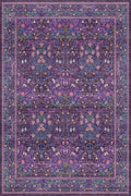 Washable Violet 5x7 Area Rug for Living Room, Vintage Dark Purple Dining Room Rugs for Under Table, Boho Foldable Low Pile Soft Carpet, Stain Resistant & Traditional Plum Floral Design