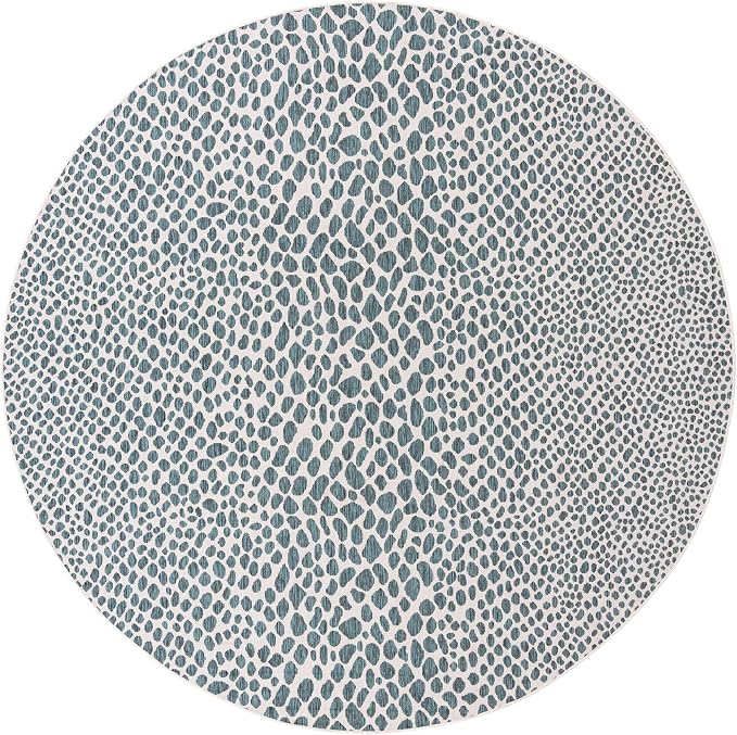 Unique Loom Jill Zarin Jill Zarin Outdoor Collection Area Rug - Cape Town (10' 8" Round, Teal/Ivory)