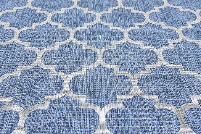 Unique Loom Outdoor Trellis Collection Area Rug (9' x 12' Rectangle, Navy Blue/ Ivory)