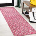 JONATHAN Y Moroccan Geometric Indoor Outdoor Runner Rug 2X10 Fuchsia/Light Gray, Ourika Textured Weave for Backyard, Patio, Porch, Easy-Cleaning, Pet-Friendly, Non-Shedding (SMB108Q-210)
