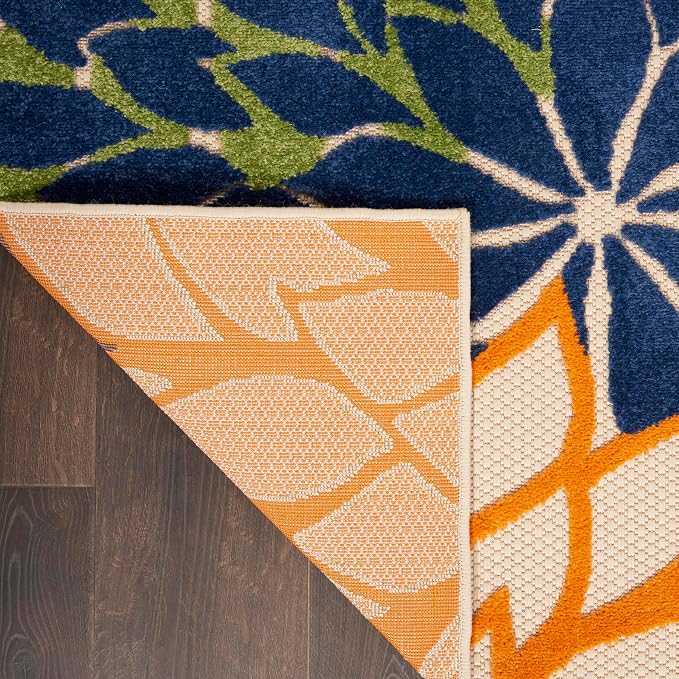 Nourison Home Aloha Indoor/Outdoor Multicolor 6' x 9' Area Rug, Easy Cleaning, Non Shedding, Bed Room, Living Room, Dining Room, Deck, Backyard, Patio (6x9)
