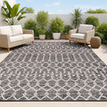 JONATHAN Y Moroccan Geometric Indoor Outdoor Area Rug 9X12 Black/Gray, Ourika Textured Weave for Backyard, Patio, Porch, Easy-Cleaning, High Traffic, Pet-Friendly, Non-Shedding (SMB108F-9)