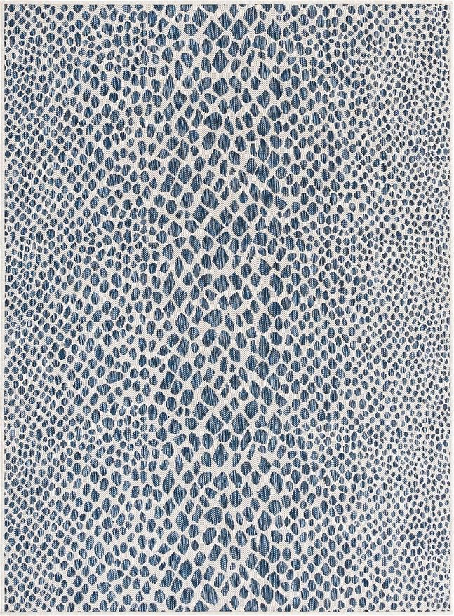 Unique Loom Outdoor Collection Area Rug - Cape Town (5' 3' x 8' Rectangle, Blue/ Olive)