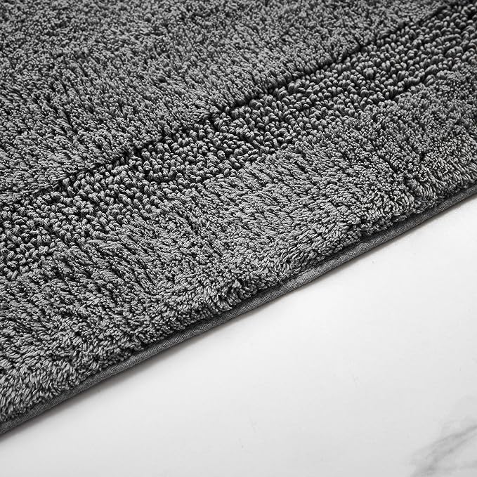 Nautica - Runner Rug, Soft & Absorbent Tufted Cotton Bath Rug with Skid-Resistant Backing, Oeko-Tex Certified (Peniston Dark Grey, 60" x 22")