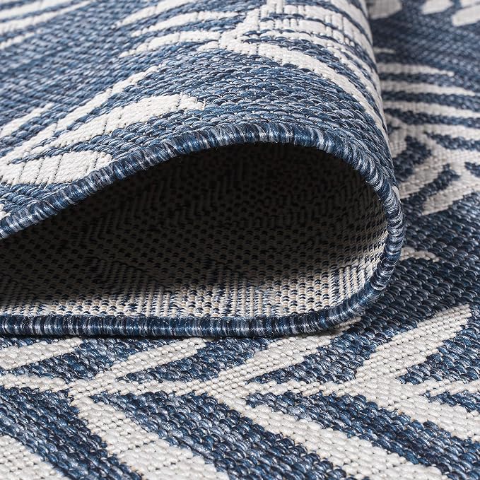 JONATHAN Y Palm Frond Indoor Outdoor Square Area Rug 6X6 Navy/Ivory, Nevis for Backyard, Patio, Porch, Easy-Cleaning, High Traffic, Pet-Friendly, Non-Shedding (SMB119B-6SQ)