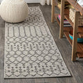 JONATHAN Y Moroccan Geometric Indoor Outdoor Runner Rug 2X10 Light Gray/Black, Ourika Textured Weave for Backyard, Patio, Porch, Easy-Cleaning, High Traffic Pet-Friendly, Non-Shedding SMB108E-210