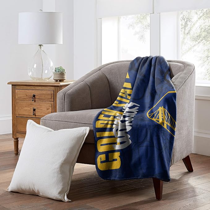 Northwest NBA Golden State Warriors Fleece Throw Blanket, 50 x 60 Inches, Hard Knocks Design, Soft and Cozy Fan Blanket