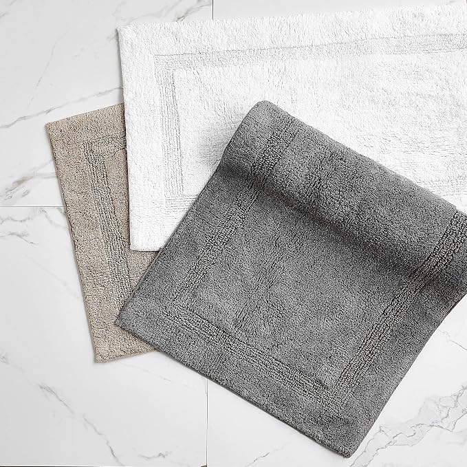 Nautica - Runner Rug, Soft & Absorbent Tufted Cotton Bath Rug with Skid-Resistant Backing, Oeko-Tex Certified (Peniston White, 60" x 22")