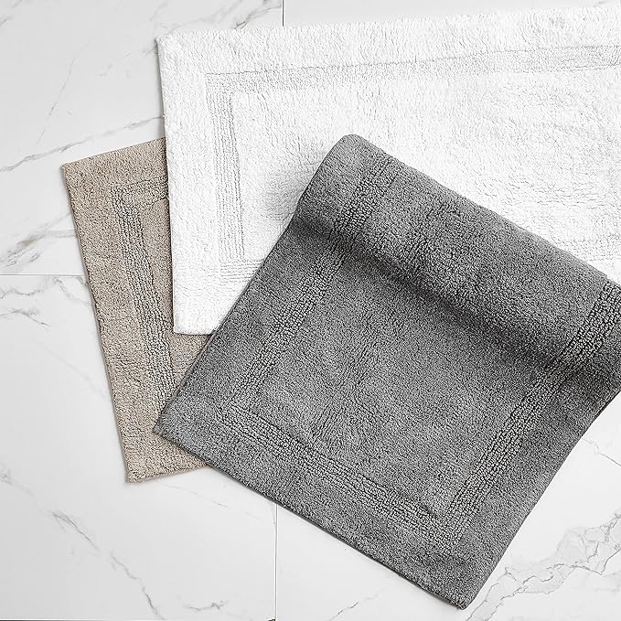 Nautica - Runner Rug, Soft & Absorbent Tufted Cotton Bath Rug with Skid-Resistant Backing, Oeko-Tex Certified (Peniston Dark Grey, 60" x 22")