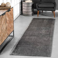 nuLOOM Loni Dark Grey Solid Washable Runner Rug, 2' x 8'