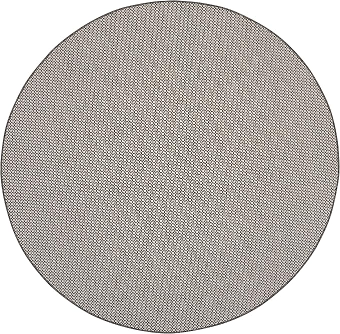 Nourison Home Courtyard Ivory Charcoal 6' x Round Area Rug - Easy Clean, Non Shedding, Bed Room, Living Room, Dining Room, Kitchen (6' x Round)
