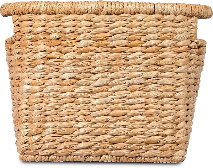 BIRDROCK HOME Sea Grass Storage Basket with Handles - Woven Sea Grass Decorative Rectangle Organizer Bin for Living Room, Bathroom, Home Decor - Suitable for Magazine, Book, Newspaper - Natural