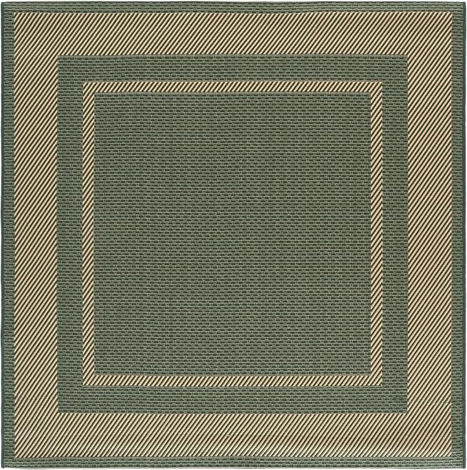 SAFAVIEH Courtyard Square Rug 6'7", Green & Beige CY8477-32221