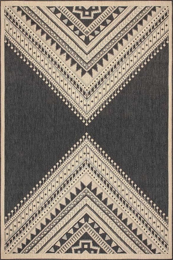 Nuloom Outdoor Performance Collection Landry Charcoal/Ivory, 5' x 8', Soft, High Traffic, Stain Resistant, Easy Clean, Durable Area Rug for Indoor/Outdoor Patio, Deck, Porch, Garden, Courtyard