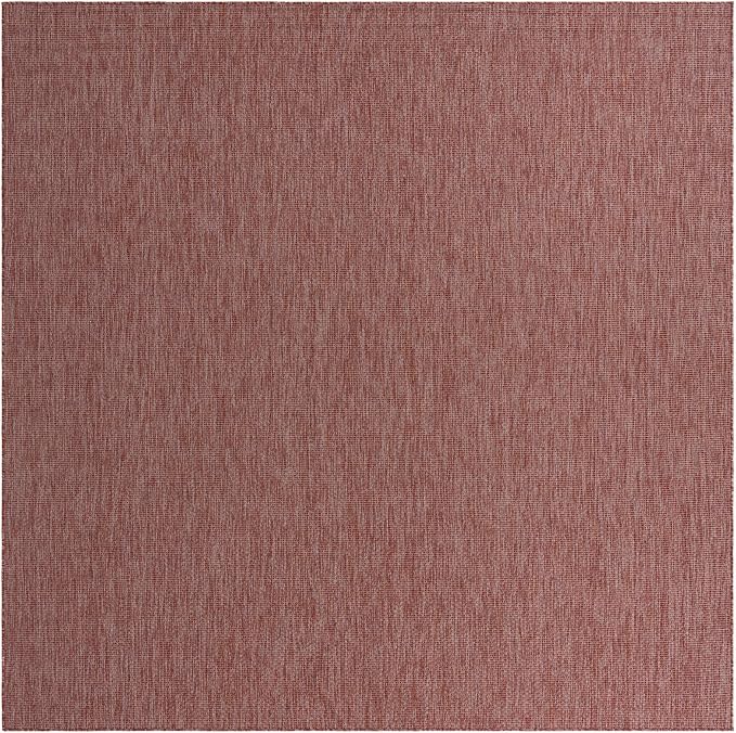 Unique Loom Collection Casual Transitional Solid Heathered Indoor/Outdoor Flatweave Area Rug (10' 8" Square, Rust Red/Beige)