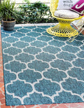 Unique Loom Outdoor Trellis Collection Area Rug (9' x 12' Rectangle, Teal/ Gray)