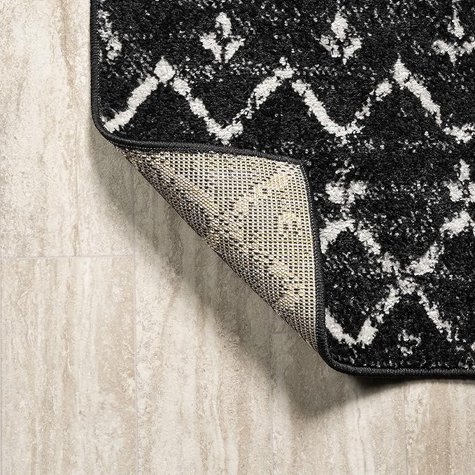 JONATHAN Y Boho Vintage Diamond Black/Ivory Square Area Rug 3X3 ft, Moroccan Hype for Living Room, Bedroom, Kitchen, Office, Easy-Cleaning, High Traffic, Pet-Friendly, Non-Shedding (MOH101D-3SQ)