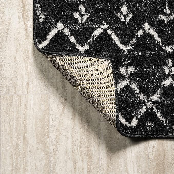 JONATHAN Y Boho Vintage Diamond Black/Ivory Square Area Rug 7X7 ft, Moroccan Hype for Living Room, Bedroom, Kitchen, Office, Easy-Cleaning, High Traffic, Pet-Friendly, Non-Shedding (MOH101D-7SQ)