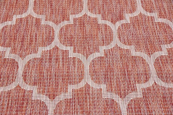 Unique Loom Outdoor Trellis Collection Area Rug (5' 3" x 8' Rectangle, Rust Red/ Ivory)