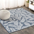 JONATHAN Y Palm Frond Indoor Outdoor Square Area Rug 6X6 Navy/Ivory, Nevis for Backyard, Patio, Porch, Easy-Cleaning, High Traffic, Pet-Friendly, Non-Shedding (SMB119B-6SQ)