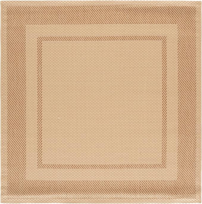 SAFAVIEH Courtyard Square Rug 6'7", Beige & Dark Beige CY8477-39312