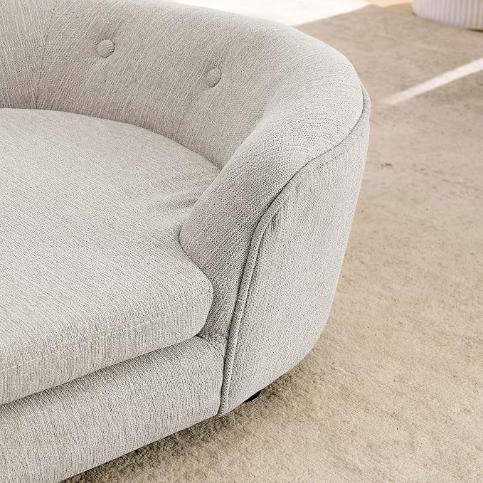 Dog Couch Bed with Oval Semi-Enclosed, Durable Linen Material Pet Sofa Couch with Soft Foam Cushion, Dog Sofa Bed with Legs for Medium Dogs, Beige
