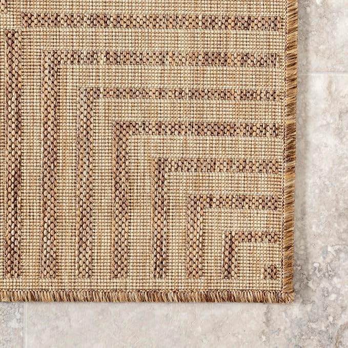 nuLOOM Asha Light Brown Bordered Indoor/Outdoor Area Rug, 2' x 3'