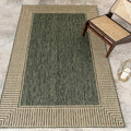 Nuloom Asha Green/Brown, 6'7" x 9', Casual, Striped Border, Soft and Cozy, High Traffic, Easy Clean, Durable Area Rug for Indoor/Outdoor Patio, Deck, Porch, Garden, Courtyard