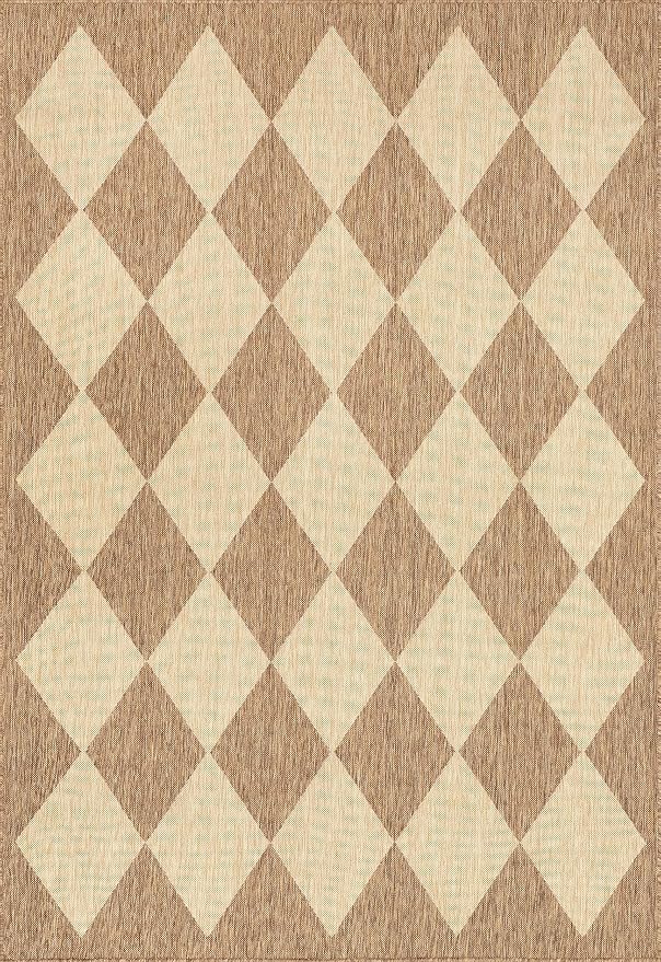nuLOOM Outdoor Performance Collection Sabina Brown/Ivory, 6'7" x 9', Soft, High Traffic, Stain Resistant, Easy Clean, Durable Area Rug for Indoor/Outdoor Patio, Deck, Porch, Garden, Courtyard