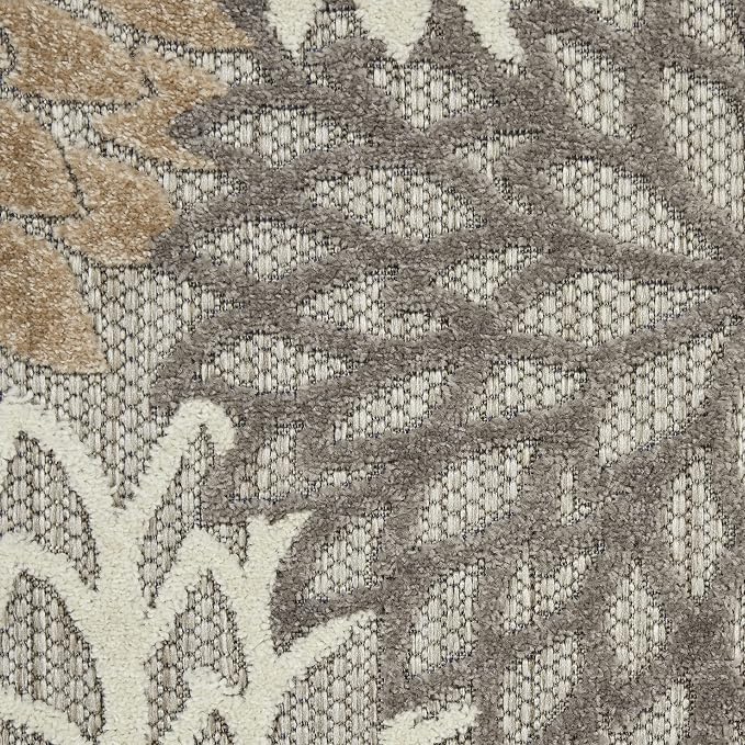 Nourison Home Aloha Natural 5'3" x Round Area Rug - Easy Clean, Non Shedding, Bed Room, Living Room, Dining Room, Kitchen (5' x Round)