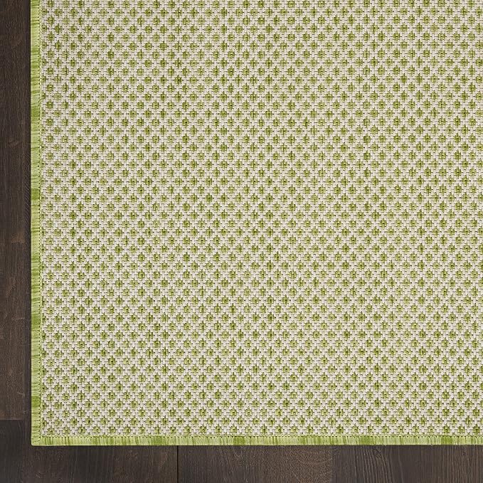 Nourison Home Courtyard Ivory Green 5' x Square Area Rug - Easy Clean, Non Shedding, Bed Room, Living Room, Dining Room, Kitchen (5' x Square)