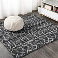 JONATHAN Y Boho Vintage Diamond Black/Ivory Square Area Rug 8X8 ft, Moroccan Hype for Living Room, Bedroom, Kitchen, Office, Easy-Cleaning, High Traffic, Pet-Friendly, Non-Shedding (MOH101D-8SQ)