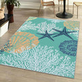 Tritard Coastal Area Rug 3x5 - Small Machine Washable Foldable Throw Rugs Non-Slip Beach Ocean Entryway Indoor Entrance Carpet for Kitchen Bathroom Laundry Bedroom Living Room, Teal and Turquoise