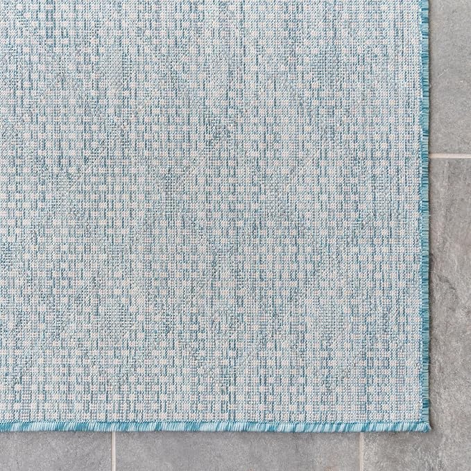 Unique Loom Outdoor Trellis Collection Area Rug - Tribal Trellis (3' 3" x 5' 3" Rectangle, Aqua/ Ivory)